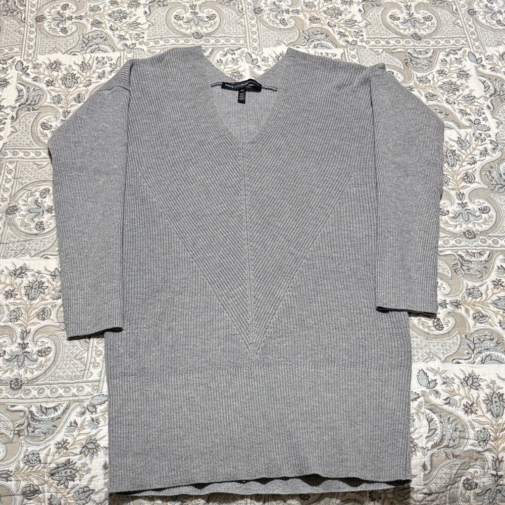 White House Black Market Cashmere Blend V Neck Tunic Sweater